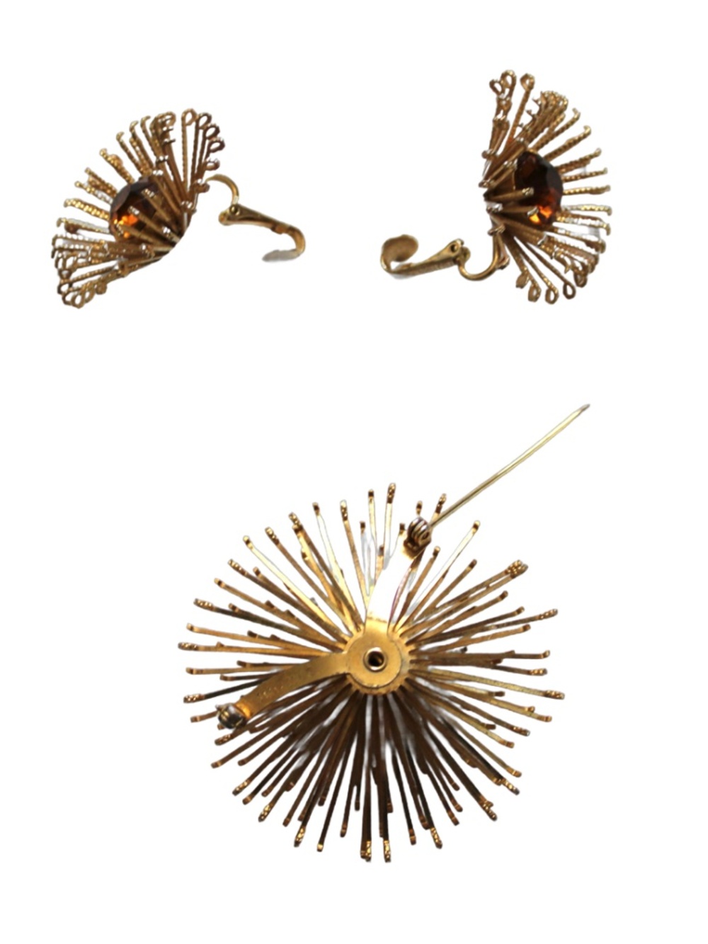 Vintage Sarah Coventry Atomic Starburst Brooch and Earrings - Picture 4 of 6